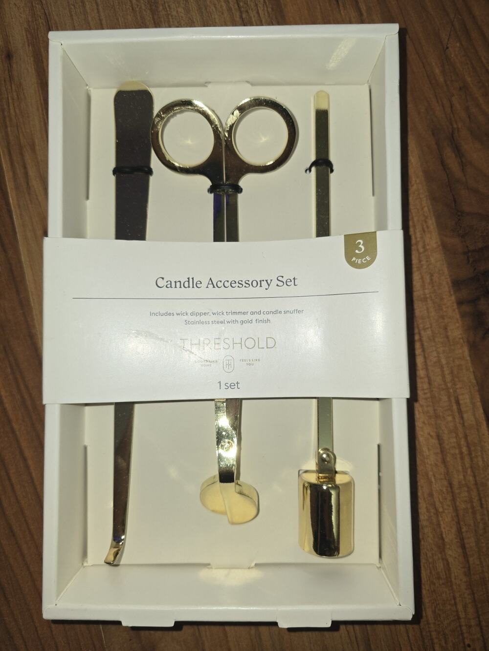 Threshold 3pc Gold Candle Accessory Set Stainless Steel Wick Trimmer Snuffer Set